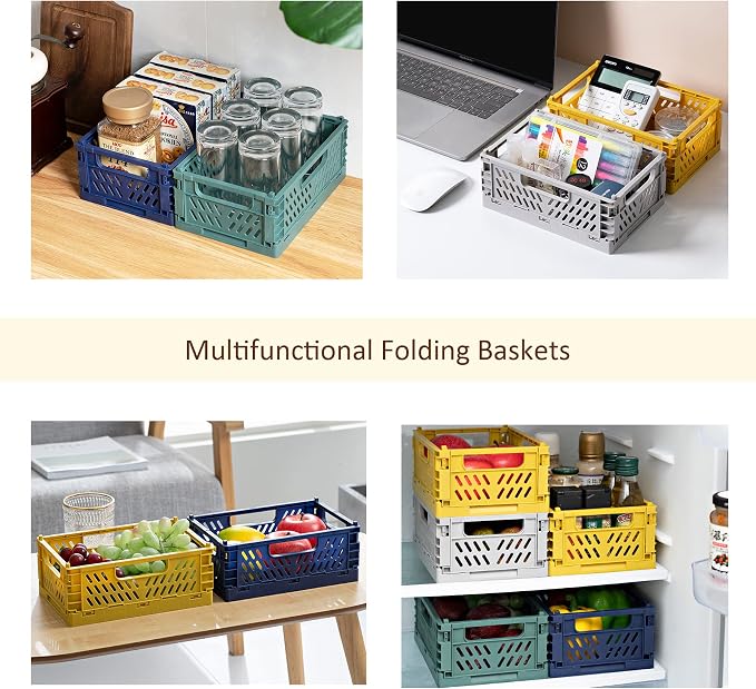Domiella 2-Pack Crates for Storage, Storage Crates Plastic Stackable, Foldable - Image 6