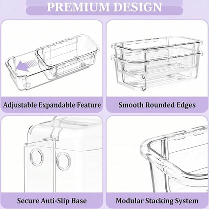 16 Pcs Extendable Clear Drawer Organizer, 2-Size Expandable Drawer Dividers - Image 7
