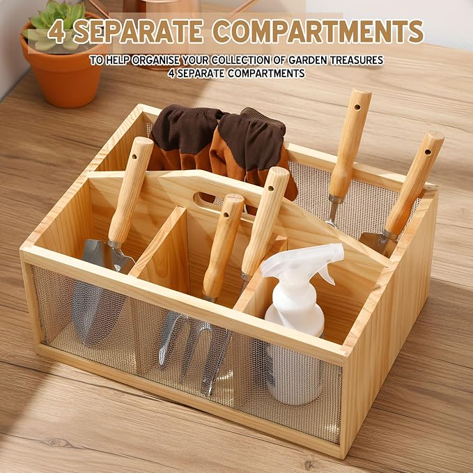 Teenyyou Garden Tool Organizer Wooden Garden Caddy - Image 4