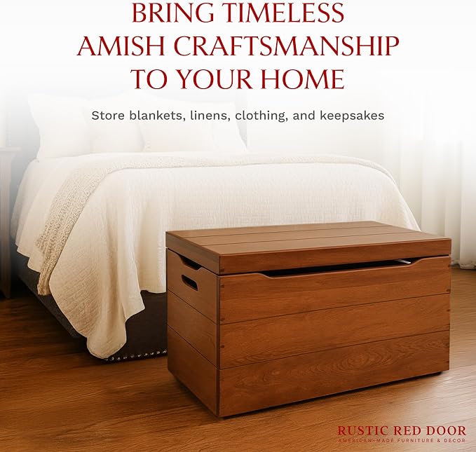 Amish Made Wooden Storage Chest Trunk Box - Image 4