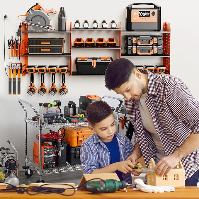 Power Tool Organizer with Charging Station Wall Mount, 3 Layer Expanded Heavy - Image 2
