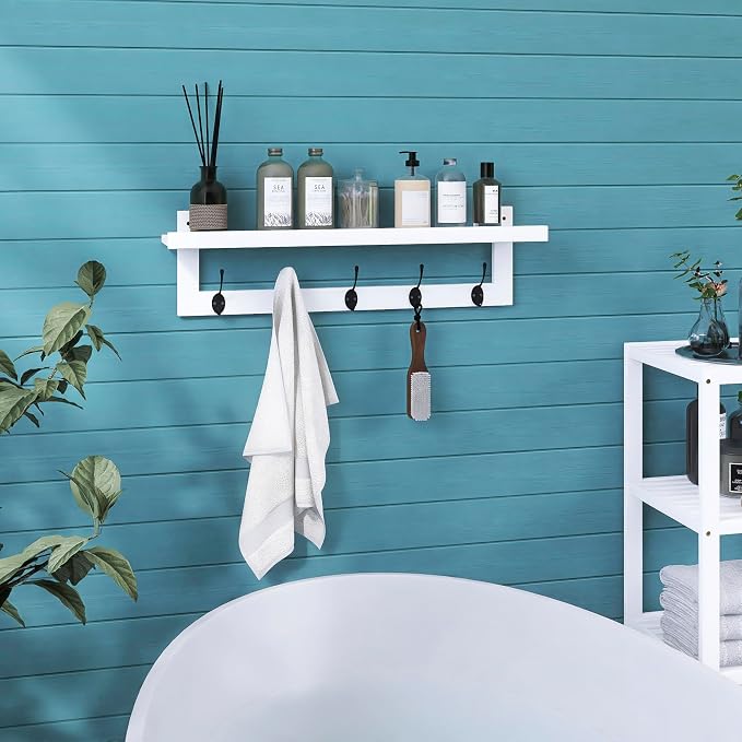 SMIBUY Coat Hooks with Shelf Wall-Mounted, 29.2 Inch Entryway Coat Rack - Image 4