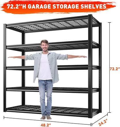 REIBII 48.2''W Garage Shelving Heavy Duty Metal Shelving 3000LBS Storage - Image 2