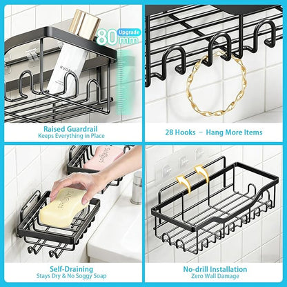Fammart Adhesive Shower Caddy, No-Drill Large Capacity Shower Shelves - Image 6