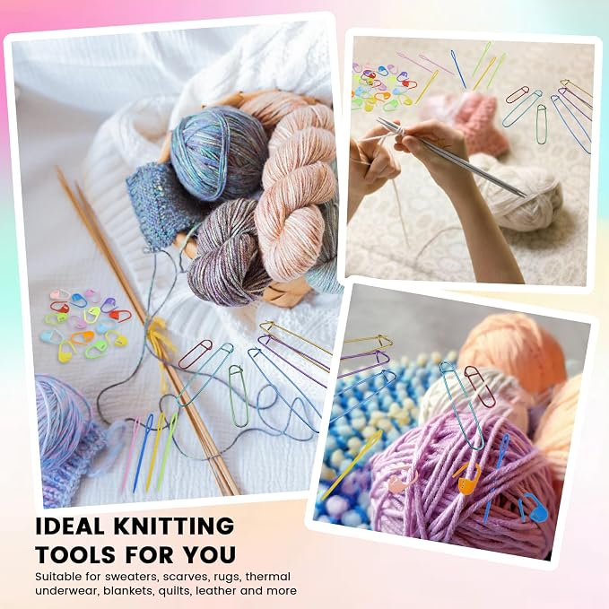 12Pcs Knitting Stitch Holder Set, 6Size Aluminum Needle Crochet Yarn Stitch - Image 7