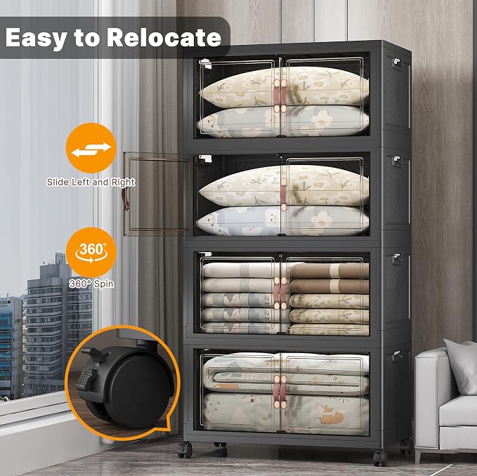 UAMFURI Stackable Storage Bins, 700QT Collapsible Drawers - Image 6