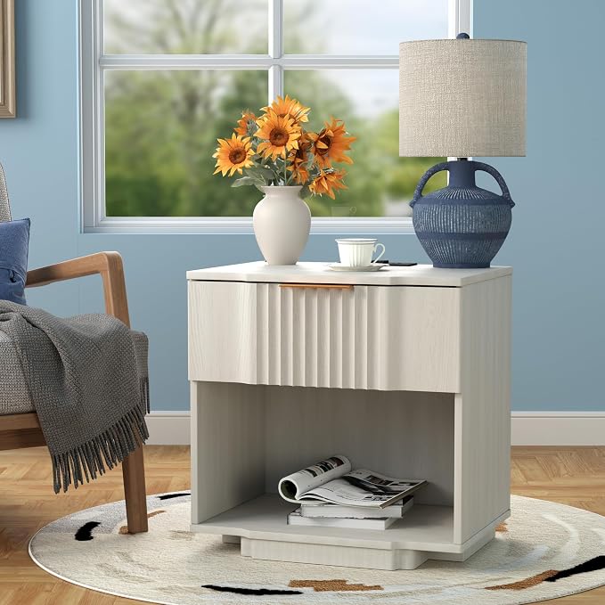 Yechen Fluted Nightstand with 20W Fast Charging Station - Image 7