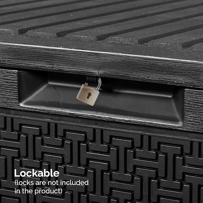 Vasitelan 90 Gallon Outdoor Storage Deck Box, Backyard Lockable Outside - Image 6