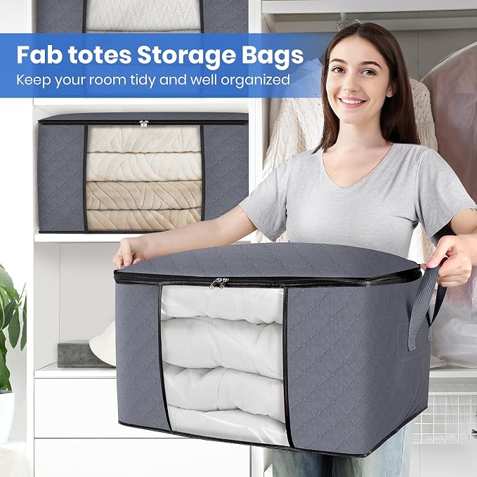 Fab totes Storage Bags, Clothes Blanket Storage Bins Foldable Closet Organizers - Image 5