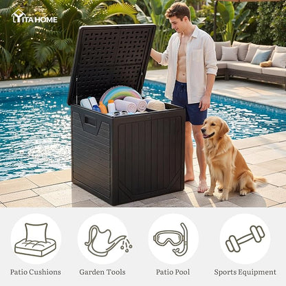 YITAHOME 150 Gallon Large Outdoor Deck Box, Lockable Resin Double-Wall Storage - Image 5