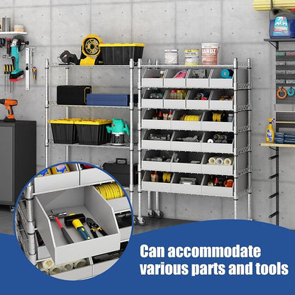 6-Tier Classics Heavy-Duty Bin Rack, Industrial Solid Steel Wire Shelving - Image 4