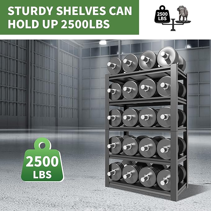 Garage Shelving, 3000Lbs 5 Tier Adjustable Garage Storage Shelves Suitable - Image 5