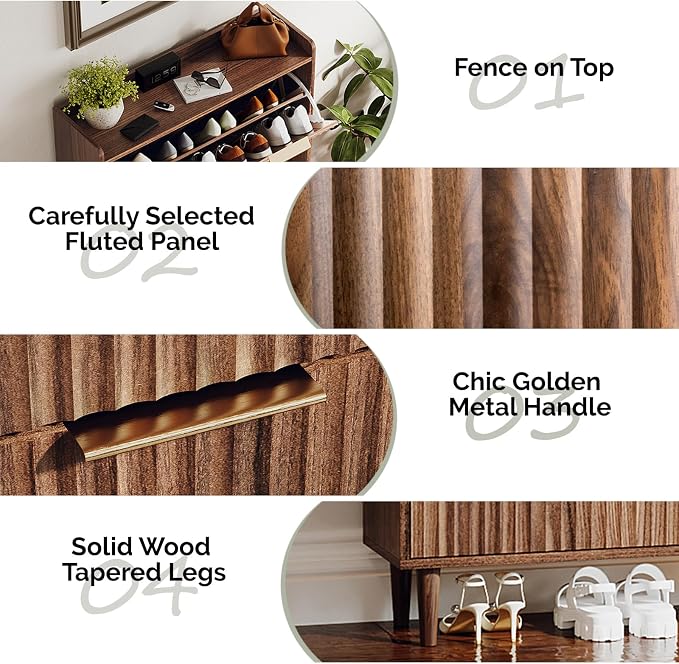 VINGLI Fluted Shoe Storage Cabinet - Image 7