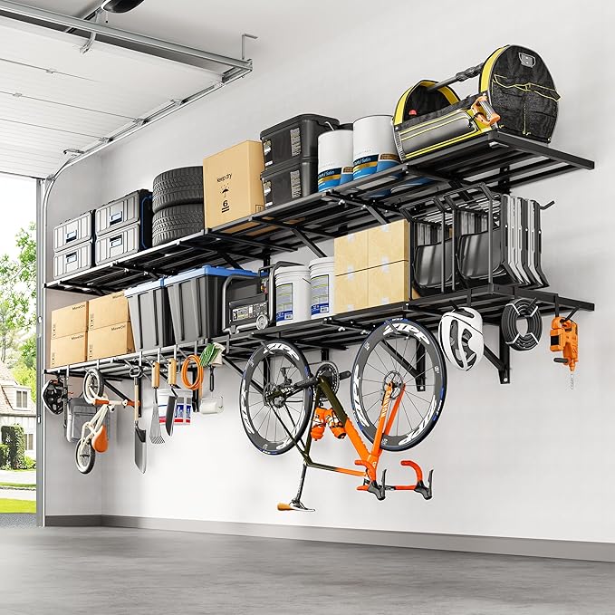 FLEXIMOUNTS 4-Pack 2x6ft Heavy Duty Garage Wall Shelving, 800lbs Capacity by FLEXIMOUNTS
