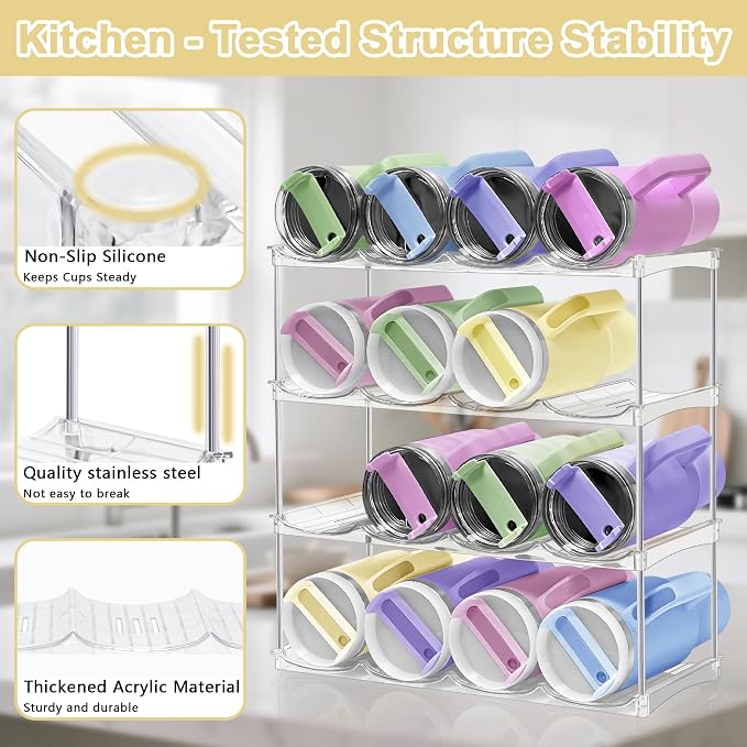 Water Bottle Organizer-Stackable Bottle Storage Rack, Water Bottle Holder - Image 4