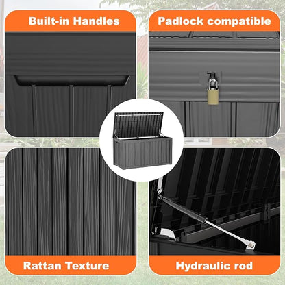 180 Gallon Large Deck Box, Resin Outdoor Storage Box - Image 3