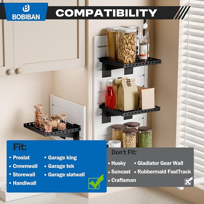 2 Pack Slatwall Shelves, Heavy Duty Metal Slat Wall Shelf - Image 5