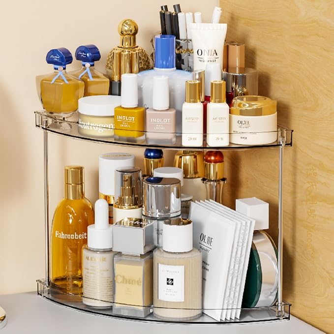 Yieach 2 Tier Corner Bathroom Counter Organizer, Acrylic Bathroom Counter Shelf by Yieach
