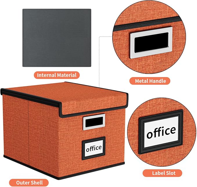 File Organizer Box with Lids, Collapsible File Folder Organizer | File Box with - Image 4