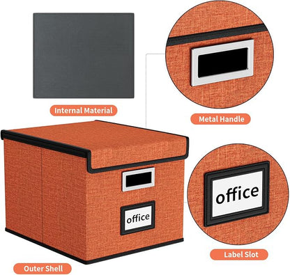 File Organizer Box with Lids, Collapsible File Folder Organizer | File Box with - Image 4