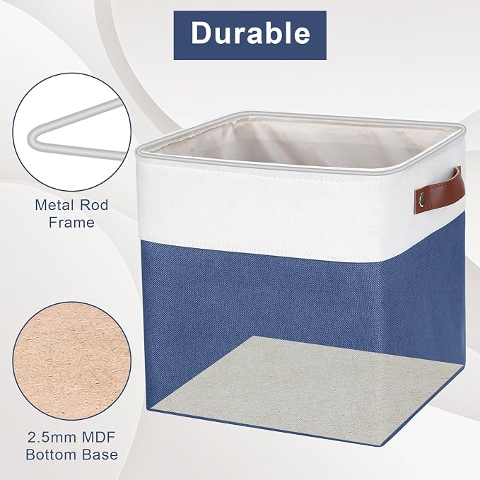 Collapsible Fabric Storage Cubes 11x11 Cube Storage Bins, 4 Pack Closet Baskets - Image 5