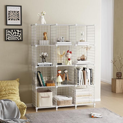 12-Cube Storage Organizer, Metal Wire Cube Shelving Unit, 11.8" L x 11.8" W x - Image 4