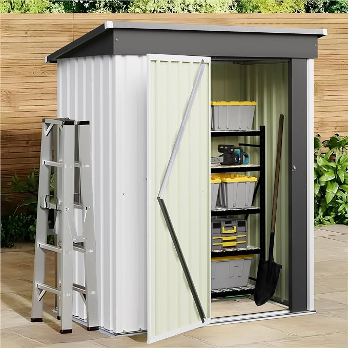 JUMMICO Metal Outdoor Storage Shed 5 x 3 FT Metal Shed - Image 2