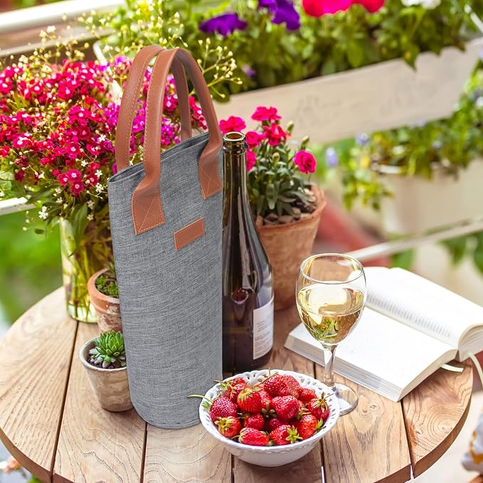 Shappy 6 Pack Single Bottle Wine Tote Bag 1 Bottle Insulated Wine Carrier Bag - Image 6