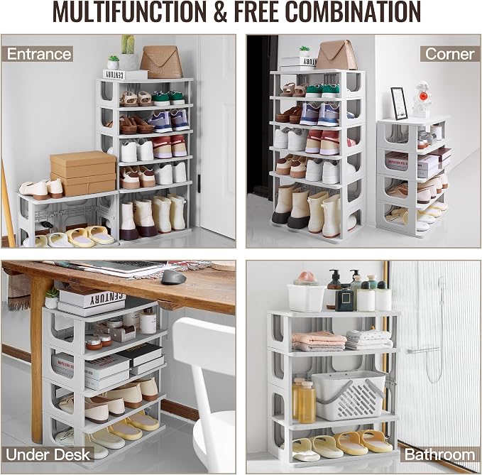 TRZZ 5-Tier Shoe Rack, Narrow Stackable Organizer, Vertical Efficient Shoe - Image 6