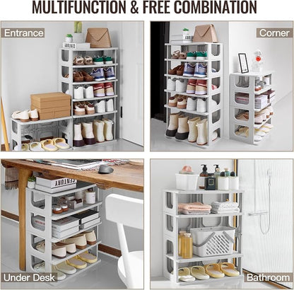TRZZ 5-Tier Shoe Rack, Narrow Stackable Organizer, Vertical Efficient Shoe - Image 6