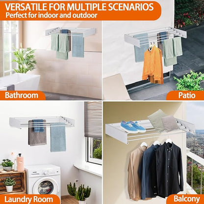 FOCHIER F Laundry Drying Rack Wall Mounted Clothes Drying Rack Collapsible - Image 2
