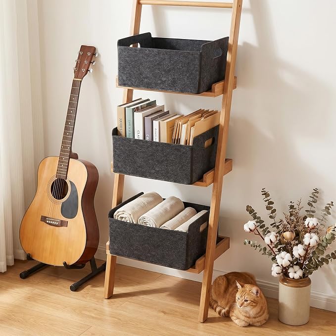 4 Pack Felt Storage Bins for Organizing Clothes, Toys & Office Files Durable - Image 6