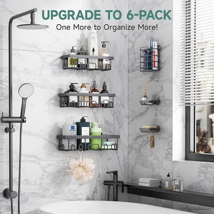 Veken Rustproof & Waterproof Shower Caddy 6-Pack, No Drilling Adhesive Shelves - Image 6