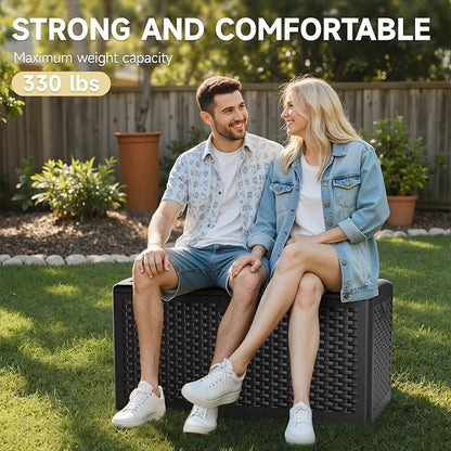 80 Gallon Deck Box, Double Layer Waterproof Resin Outdoor Indoor Storage Box - Image 3