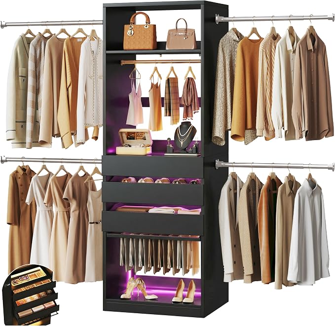 Closet System, 4-8FT Closet Organizer by HUAHUU