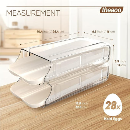 theaoo Egg Holder for Fridge, Automatic Rolling Egg Container for Refrigerator - Image 3