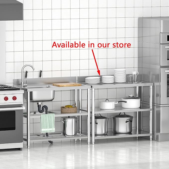 Free Standing Stainless-Steel Single Bowl Commercial Restaurant Kitchen Sink - Image 4