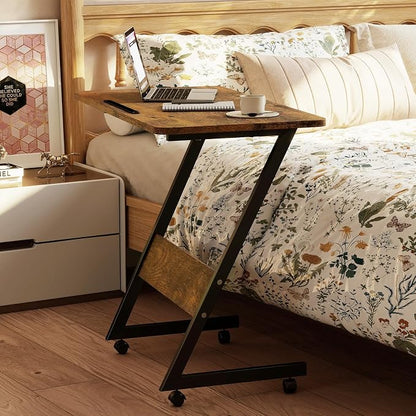 Overbed Bedside Table with Wheels, Small Desk Portable Rolling, Overbed Table - Image 3