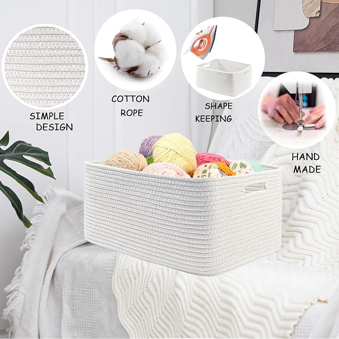 COMFY-HOMI Cotton Rope Woven Basket - Image 5