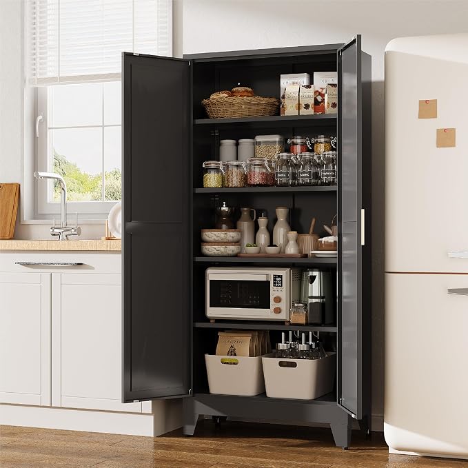 71"H Kitchen Pantry Storage Cabinet, Farmhouse Pantry Cabinet, Tree Doors - Image 2