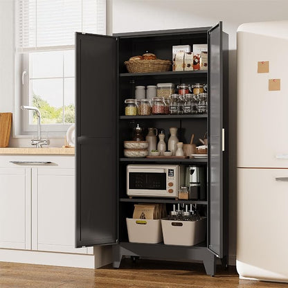 71"H Kitchen Pantry Storage Cabinet, Farmhouse Pantry Cabinet, Tree Doors - Image 2