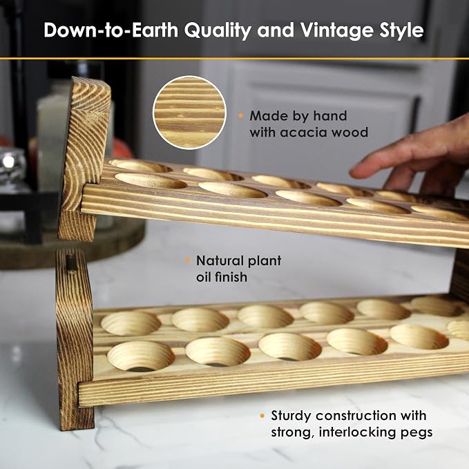 Expandable Stackable Wooden Egg Holder Countertop - Image 2