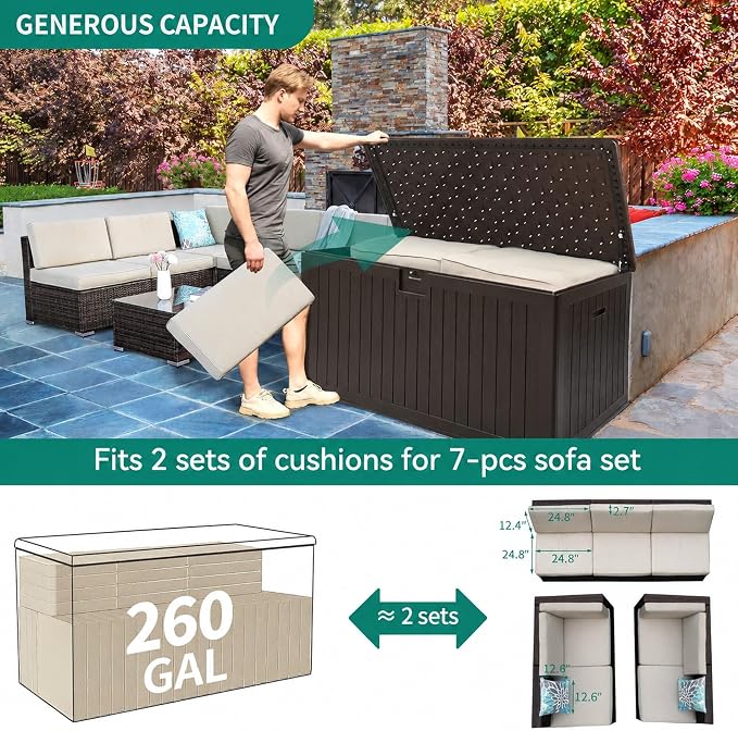 YITAHOME 260 Gallon Double-Wall Deck Box - Image 5