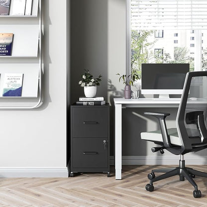 2 Drawer File Cabinet on Wheels, Mobile Filing Cabinets - Image 8