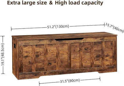 VANKILEY 51.2" Storage Chest Extra Large, Wooden Storage Bench, Rustic Brown | - Image 3