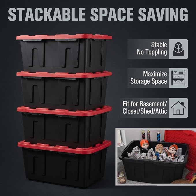 27 Gallon Industrial Plastic Storage Totes, Heavy Duty Storage Bins - Image 5