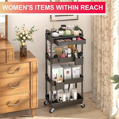 Goovilla 4 Tier Rolling Utility Cart Organizer - Image 5