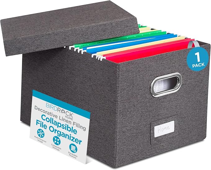 Internet's Best Collapsible File Storage Organizer | Decorative Linen Filing & by BIRDROCKHOME