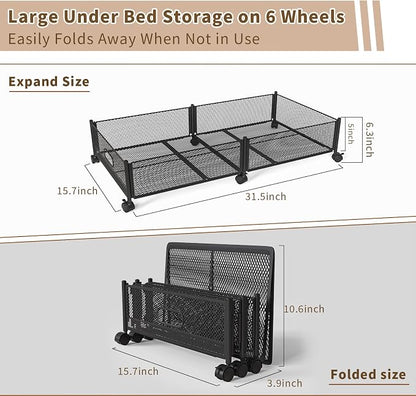 Under Bed Storage on Wheels, Upgraded 31.5 inch Large Rolling Under Bed Storage - Image 7