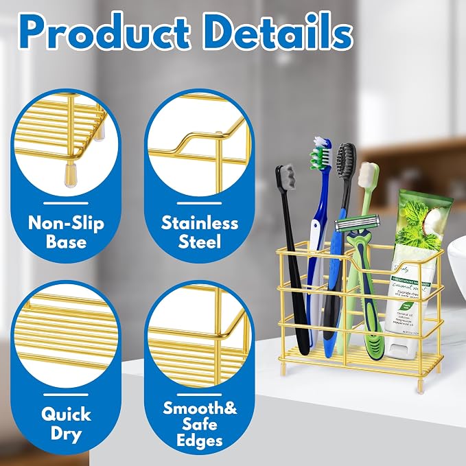 Urbanstrive 304 Stainless Steel Bathroom Toothbrush Holder Toothpaste Holder - Image 6